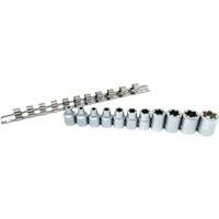 Jeu de douilles Flat-Cut E-"Star", 11 Morceaux, Prise de 3/8" Action Paper