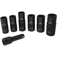 Jeu de demi-douilles r&eacute;versibles m&eacute;triques, 7 Mcx, Chocs, Prise de 1/2", Profond Action Paper