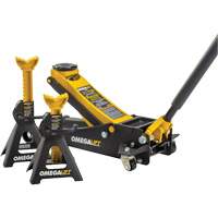Magic Lift Service Jack & Jack Stands Combo Set, 3 Ton(s)/2.5 Ton(s) Capacity, 3-7/20" Lowered, 19-3/10" Raised, Manual Hydraulic Action Paper