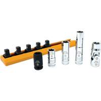 Chrome Finish Socket Set with Rail, 5 Pieces, 1/4" Drive Size Action Paper