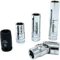 Chrome Finish Socket Set with Rail, 5 Pieces, 1/4" Drive Size Action Paper