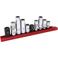 Chrome Finish Socket Set with Rail, 10 Pieces, 1/4"/3/8" Drive Size Action Paper