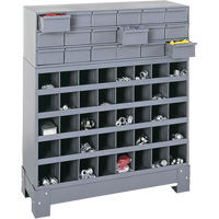 Modular Small Parts Storage Unit, Steel, 18 Drawers, 33-3/4" x 12-1/4" x 40-1/2", Grey Action Paper