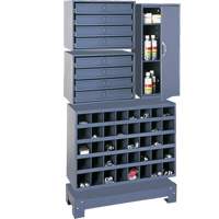 Modular Small Parts Storage Unit, Steel, 8 Drawers, 33-3/4" x 12-1/4" x 59-5/8", Grey Action Paper