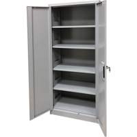Armoire de rangement, Acier, 4 Tablettes, 66" h x 30" la x 15" P, Gris Action Paper