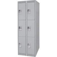Lockers, 3 -tier, Bank of 2, 24" x 18" x 72", Steel, Grey, Knocked Down FN473 | Action Paper