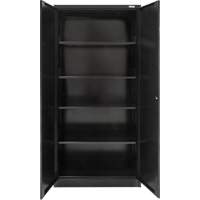 Armoire de rangement Hi-Boy, Acier, 4 Tablettes, 72" h x 36" la x 18" P, Noir Action Paper