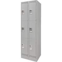 Lockers, 3 -tier, Bank of 2, 24" x 18" x 76", Steel, Grey, Knocked Down Action Paper