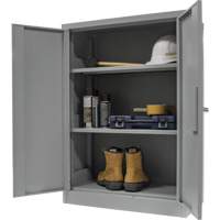 Counter-High Storage Cabinet, Steel, 2 Shelves, 42" H x 48" W x 24" D, Grey Action Paper