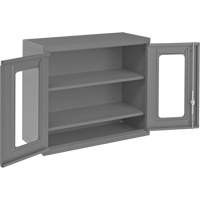 Armoire de rangement murale avec portes transparentes, 26-15/16" h x 29-7/8" la x 13-11/16" p, 2 tablettes, Acier, Gris Action Paper