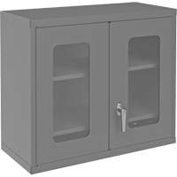Armoire de rangement murale avec portes transparentes, 26-15/16" h x 29-7/8" la x 13-11/16" p, 2 tablettes, Acier, Gris Action Paper