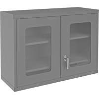 Armoire de rangement murale avec portes transparentes, 26-15/16" h x 35-7/8" la x 13-11/16" p, 2 tablettes, Acier, Gris Action Paper