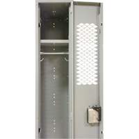 Vented Lockers, Bank of 3, 36 x 18" x 88", Steel, Grey, Knocked Down, Perforated Action Paper