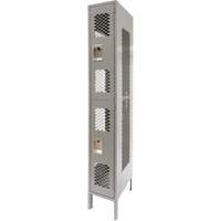 Vented Lockers, 2 -tier, 12" x 18" x 78", Steel, Grey, Knocked Down, Perforated Action Paper