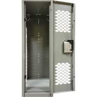 Vented Lockers, 2 -tier, Bank of 3, 36 x 18" x 88", Steel, Grey, Knocked Down, Perforated Action Paper