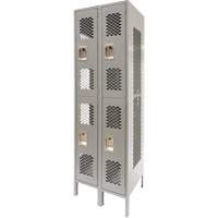 Vented Lockers, 2 -tier, Bank of 2, 24" x 18" x 78", Steel, Grey, Knocked Down, Perforated Action Paper