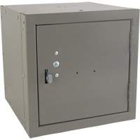 Stackable Cube Locker, 12" x 12" x 12", Steel, Grey, Knocked Down Action Paper