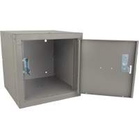 Stackable Cube Locker, 12" x 12" x 12", Steel, Grey, Knocked Down Action Paper