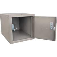 Stackable Cube Locker, 12" x 18" x 12", Steel, Grey, Knocked Down Action Paper