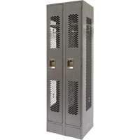 Vented Lockers, Bank of 2, 24" x 18" x 78", Steel, Grey, Knocked Down, Perforated Action Paper