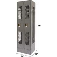 Vented Lockers, Bank of 2, 24" x 18" x 78", Steel, Grey, Knocked Down, Perforated Action Paper
