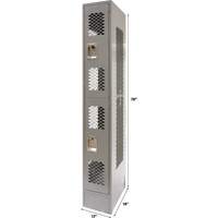 Vented Lockers, 2 -tier, 12" x 18" x 78", Steel, Grey, Knocked Down, Perforated Action Paper