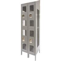 Vented Lockers, 2 -tier, Bank of 2, 24" x 18" x 88", Steel, Grey, Knocked Down, Perforated Action Paper