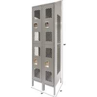 Vented Lockers, 2 -tier, Bank of 2, 24" x 18" x 88", Steel, Grey, Knocked Down, Perforated Action Paper