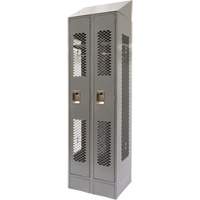Vented Lockers, Bank of 2, 24" x 18" x 88", Steel, Grey, Knocked Down, Perforated Action Paper