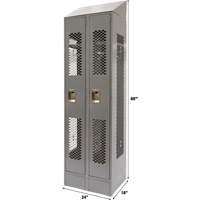 Vented Lockers, Bank of 2, 24" x 18" x 88", Steel, Grey, Knocked Down, Perforated Action Paper