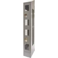 Vented Lockers, 2 -tier, 12" x 18" x 88", Steel, Grey, Knocked Down, Perforated Action Paper