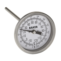 Bi-Metal Thermometers, Contact, Analogue, 0-250°F (-20-120°C) Action Paper
