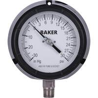 Pressure Gauge, 4-1/2" , 30"-0-30 psi, Bottom Mount, Liquid Filled Analogue Action Paper