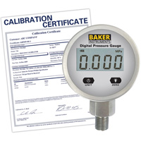 B5000 Series Pressure Gauge with ISO Certificate, 2-1/2" , 0 - 103.4 kPa/0 - 15 psi/0 - 416 in. w.c., Bottom Mount, Digital Action Paper