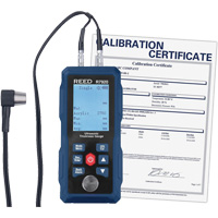 Thickness Gauge with Calibration Certificate, Digital Display, Ultrasound, 0.04" - 11.8" (1 mm - 300 mm) Range Action Paper