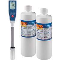 Long Stem pH Meter & 4pH/7pH Buffer Solution Kit Action Paper