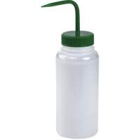 Wide-Mouth Polyethylene Wash Bottle with Green Polypropylene Cap Action Paper