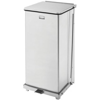 Defenders&reg; Square Step Can with Liner, Stainless Steel, 13 US gal. Capacity Action Paper