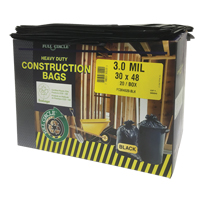 Contractor Liners, Strong, 30" W x 48" L, 3 mils, Black, 113.56 L (30 Gal.) Capacity Action Paper