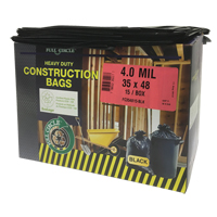 Contractor Liners, Strong, 35" W x 48" L, 4 mils, Black, 166.55 L (44 Gal.) Capacity Action Paper