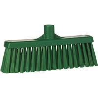 Upright Broom Head, Medium Bristles, 12", Polyester, Green Action Paper