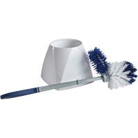 Toilet Brush with Lip & Holder, 15" L, Synthetic Bristles, White Action Paper