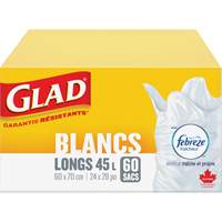 Tall 45L Febreze Garbage Bags, Regular, 24" W x 28" L, White Action Paper