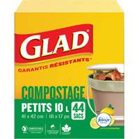 Petits sacs de compostage, R&eacute;gulier, 17" lo x 16" la, Brun, Capacit&eacute; de 10 L (3 gal.) Action Paper