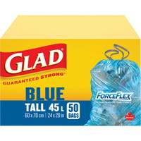 45L Recycling Bags, Regular, 24" W x 28" L, Blue, Draw String JP309 | Action Paper