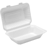 Contenants &agrave; charni&egrave;re pour nourriture compostable, Bagasse, Rectangulaire Action Paper