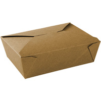 Kraft Take Out Food Containers, Corrugated, Rectangular Action Paper