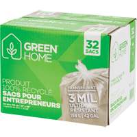 Sacs &agrave; ordures Green Home, Fort, 33" la x 48" lo, 3 mils, Transparent, Capacit&eacute; 159 L (42 gal.) Action Paper