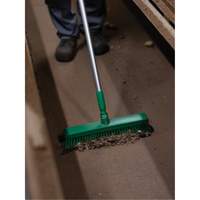 Push Broom Head, Fine/Stiff Bristles, 16-1/2", Polyester/Polypropylene, Green Action Paper