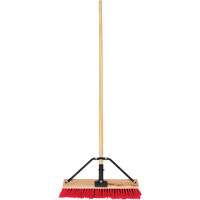 Push Broom with Braced Handle, 18", Medium, PVC Bristles Action Paper